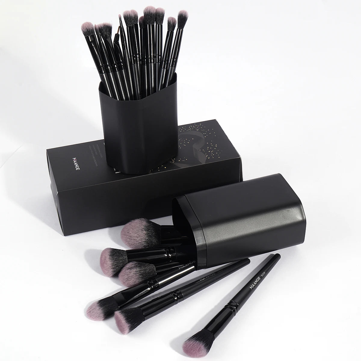 MAANGE Makeup Brushes 18pcs Professional Natural Foundation Eyeshadow Concealer Blending Brush with Storage Box Kabuki Women Kit