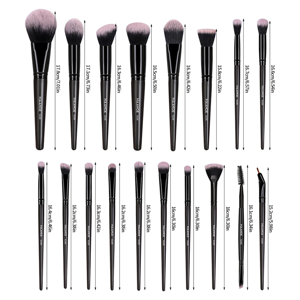 MAANGE Makeup Brushes 18pcs Professional Natural Foundation Eyeshadow Concealer Blending Brush with Storage Box Kabuki Women Kit