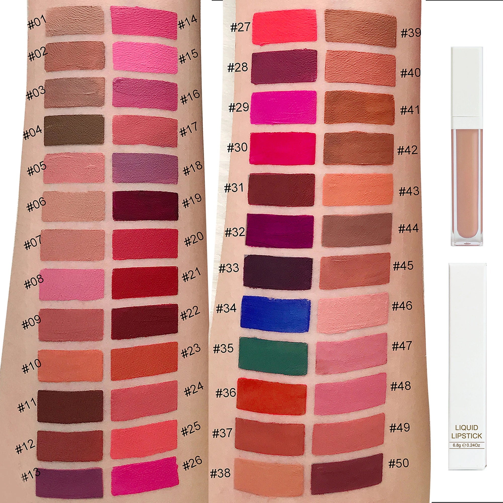 Rouge à Lèvres Liquide Mat Organique — 50 Teintes Vegan