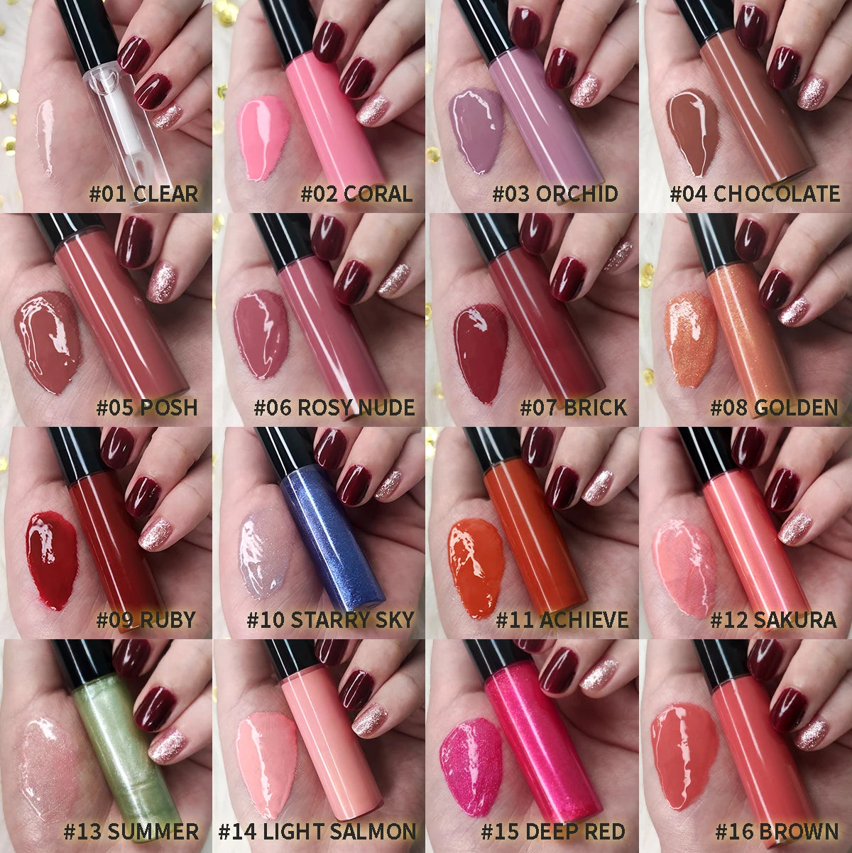 Lip Gloss Ultra-Brillant — 9 Teintes Effet Lèvres Pulpeuses