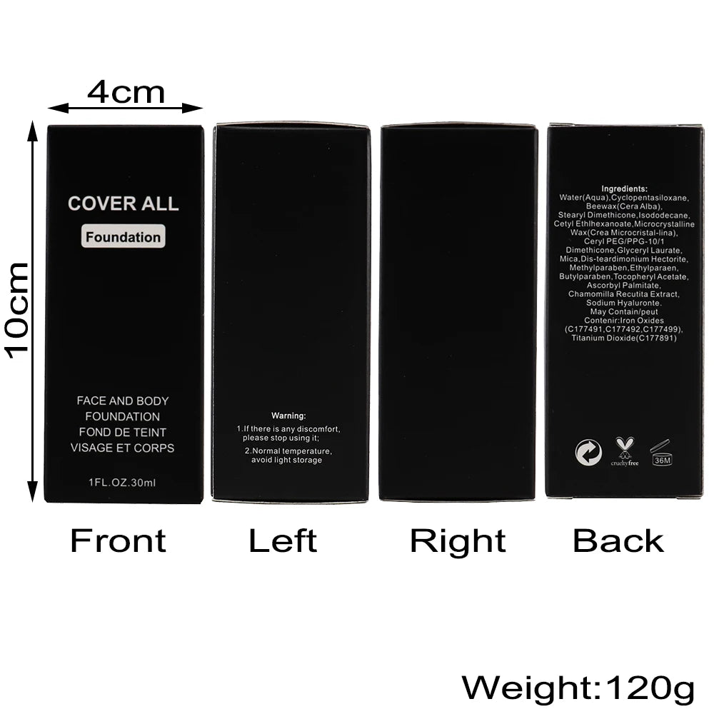 Fond de Teint Liquide Waterproof — 12 Teintes Longue Tenue