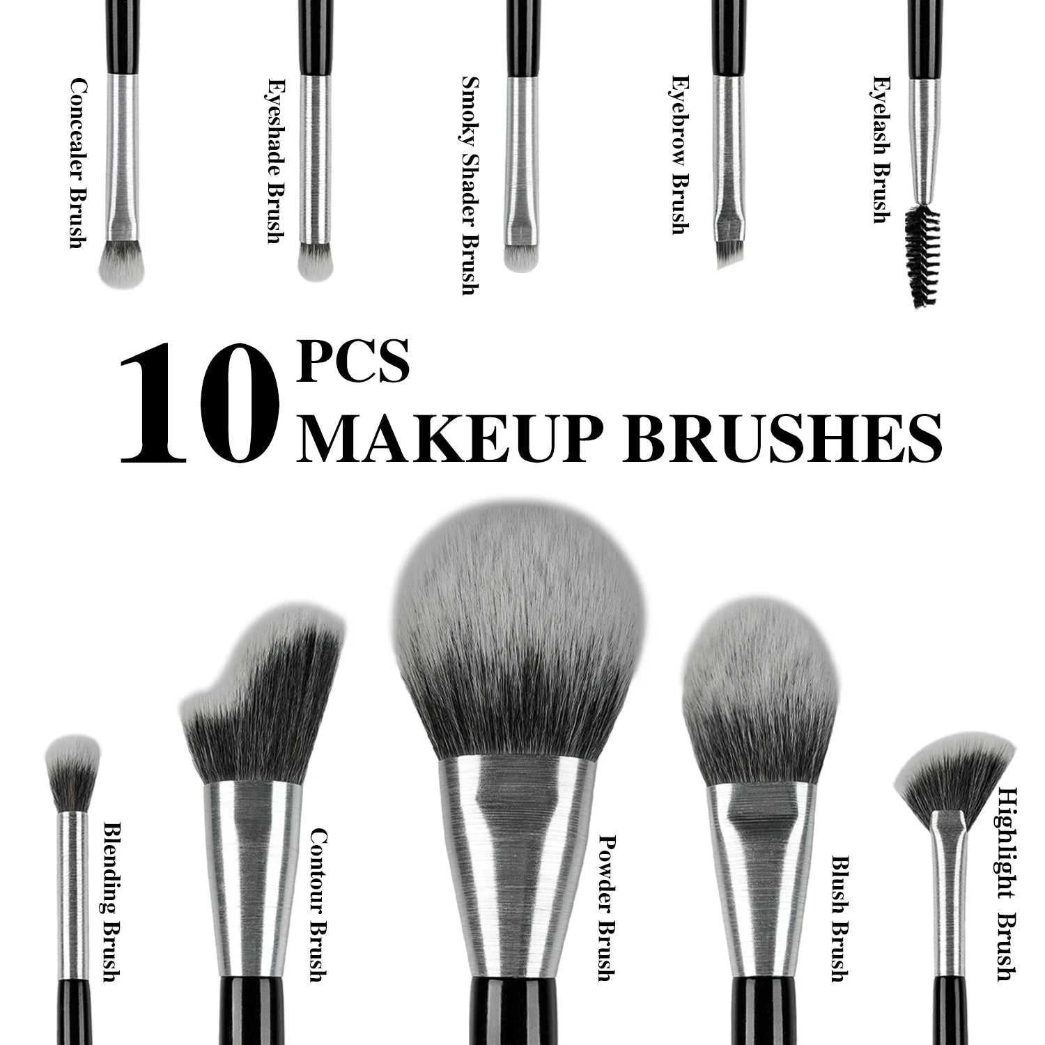 Set Pinceaux Luxe 10 Pièces — Poils Naturels avec Boîte