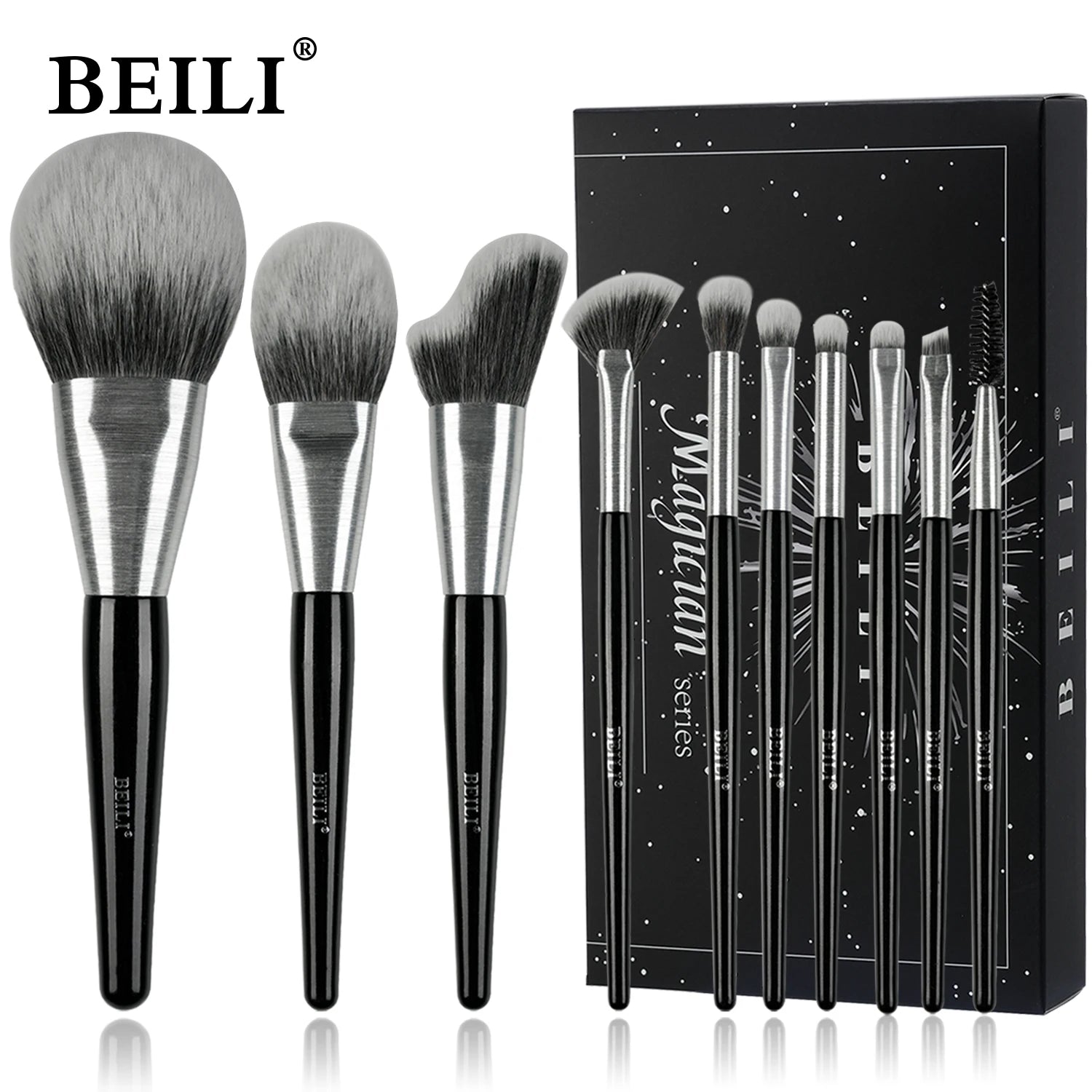 Set Pinceaux Luxe 10 Pièces — Poils Naturels avec Boîte