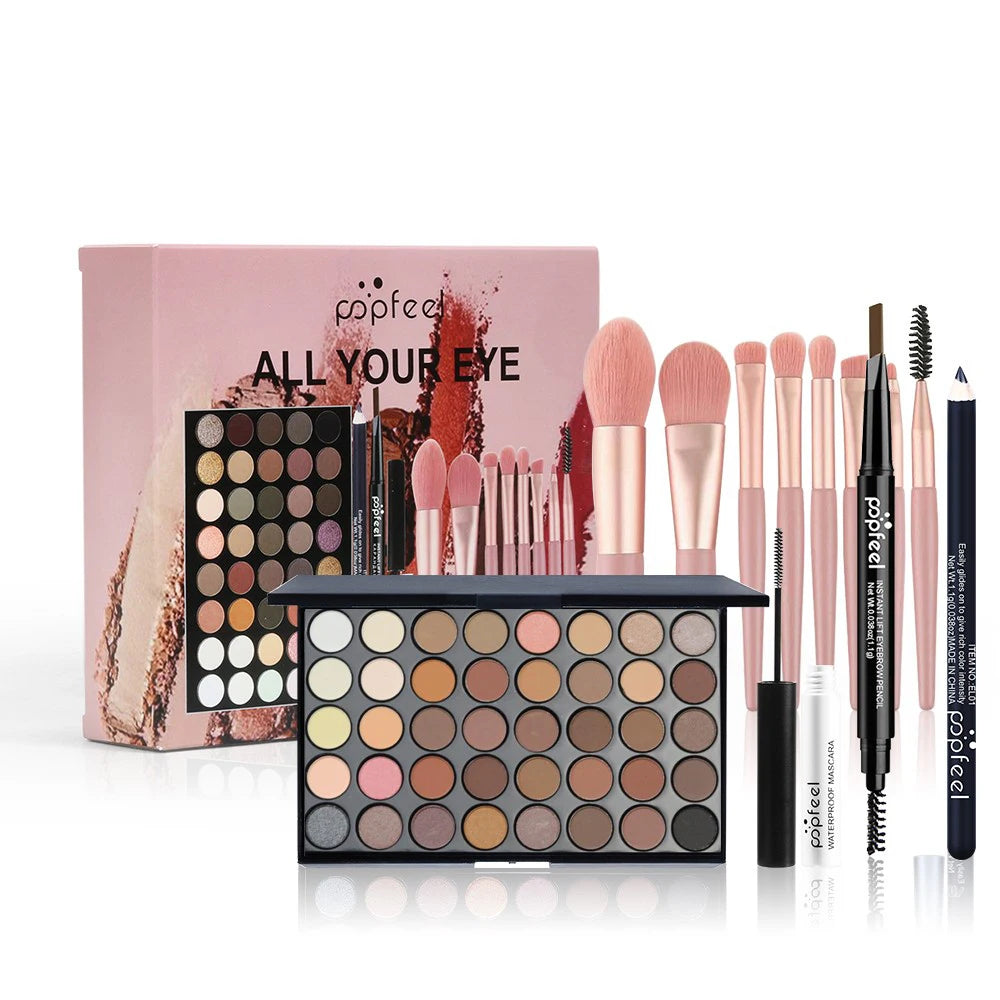 Kit Yeux Complet 40 Couleurs — Palette, Eyeliner, Mascara & Pinceaux