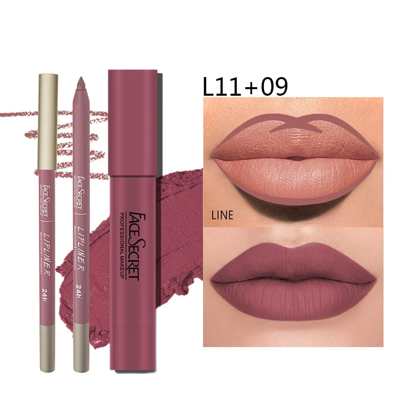 Duo Lipliner & Rouge à Lèvres Mat — Longue Tenue