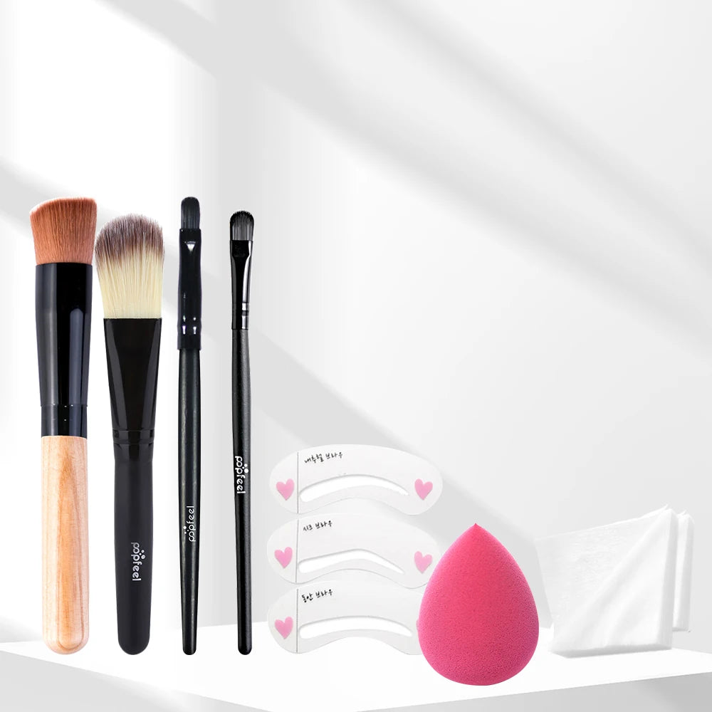 Kit Maquillage Nude Complet — Foundation, Palette & Pinceaux