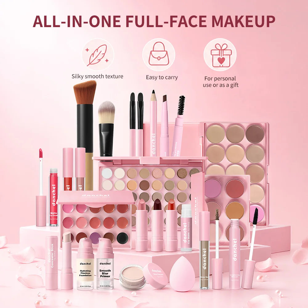 Kit Maquillage Complet Tout-en-Un — Base, Yeux, Lèvres & Contour