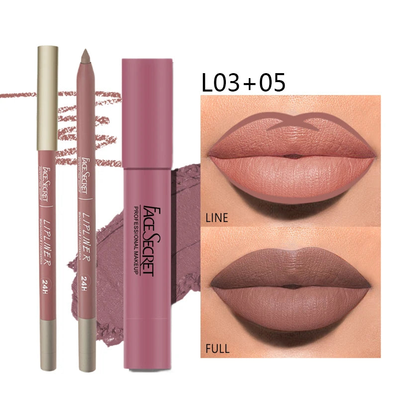 Duo Lipliner & Rouge à Lèvres Mat — Longue Tenue
