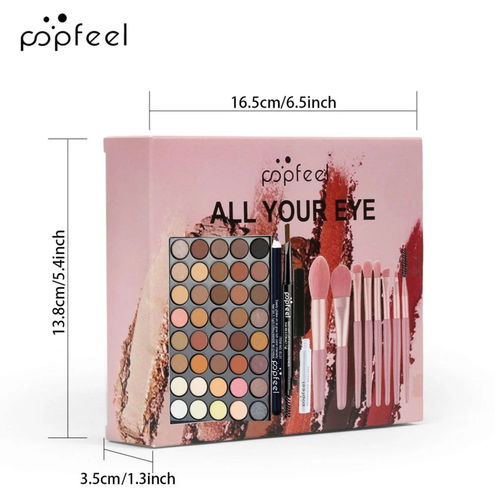Kit Yeux Complet 40 Couleurs — Palette, Eyeliner, Mascara & Pinceaux