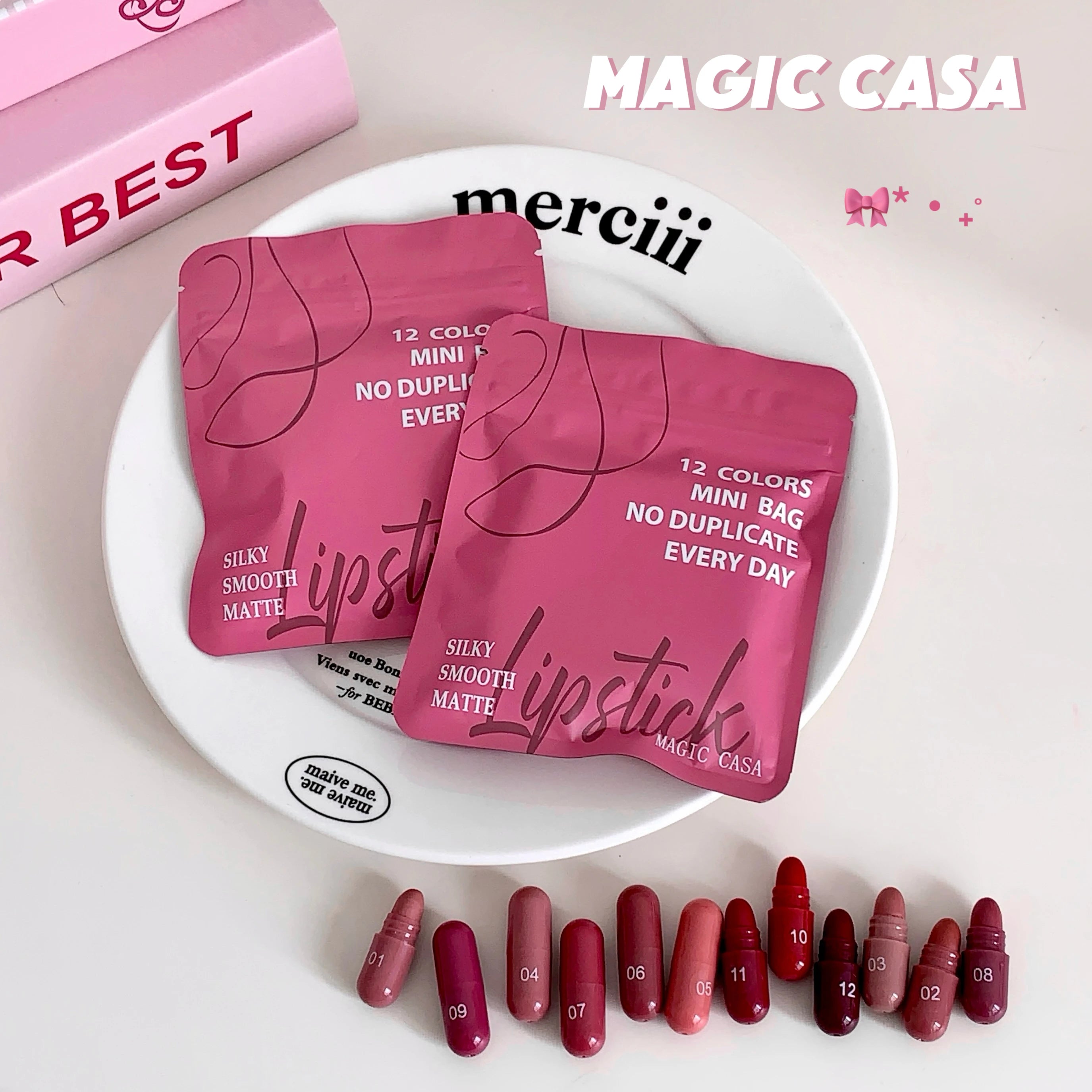 Magic Casa 12 Color Matte Lip Balm Set, Long-Lasting & Non-Fading, Perfect Gift for Women, Ideal for Makeup Festival