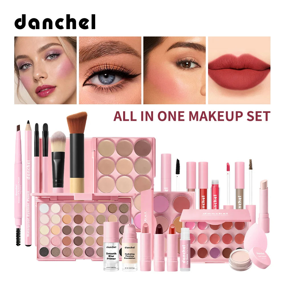 Kit Maquillage Complet Tout-en-Un — Base, Yeux, Lèvres & Contour