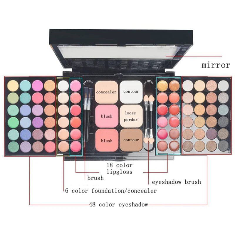 Palette Eyeshadow Glitter & Mat — 40 à 78 Couleurs Waterproof