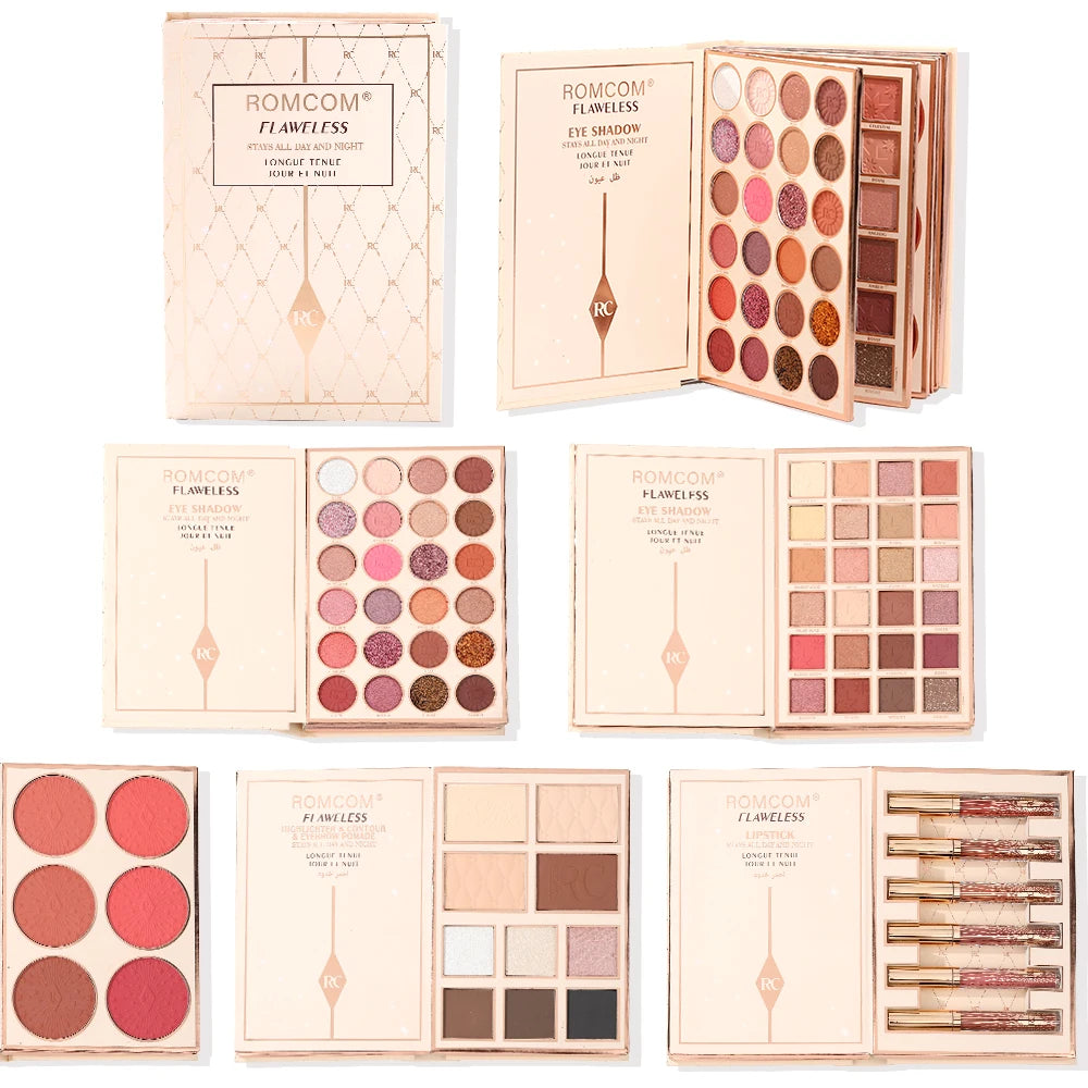 The makeup magic book contains eye shadow, lip gloss, powder blusher highlight, an ideal gift for women in holiday parties