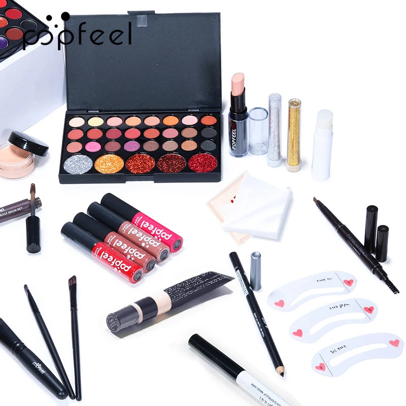 Kit Maquillage Nude Complet — Foundation, Palette & Pinceaux