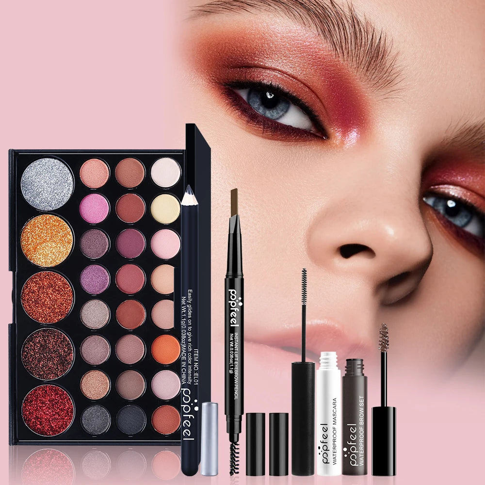 Kit Maquillage Nude Complet — Foundation, Palette & Pinceaux
