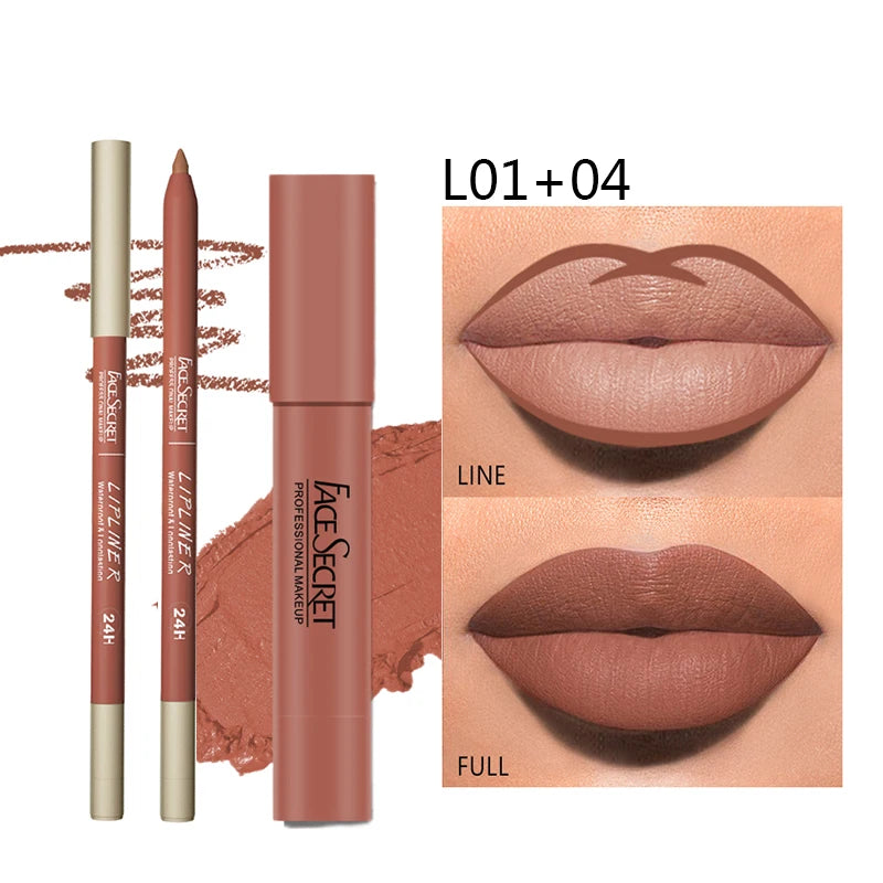 Duo Lipliner & Rouge à Lèvres Mat — Longue Tenue