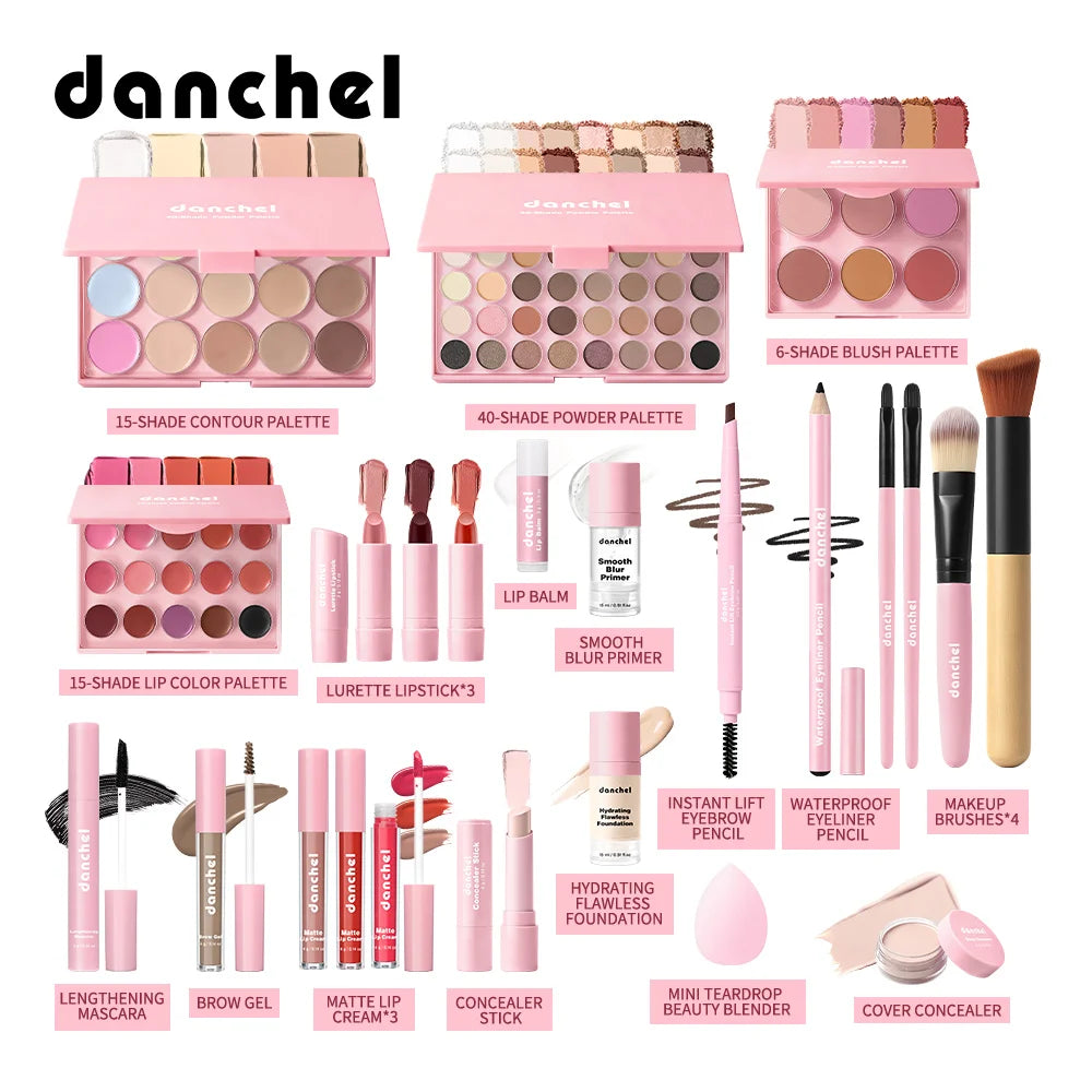 Kit Maquillage Complet Tout-en-Un — Base, Yeux, Lèvres & Contour