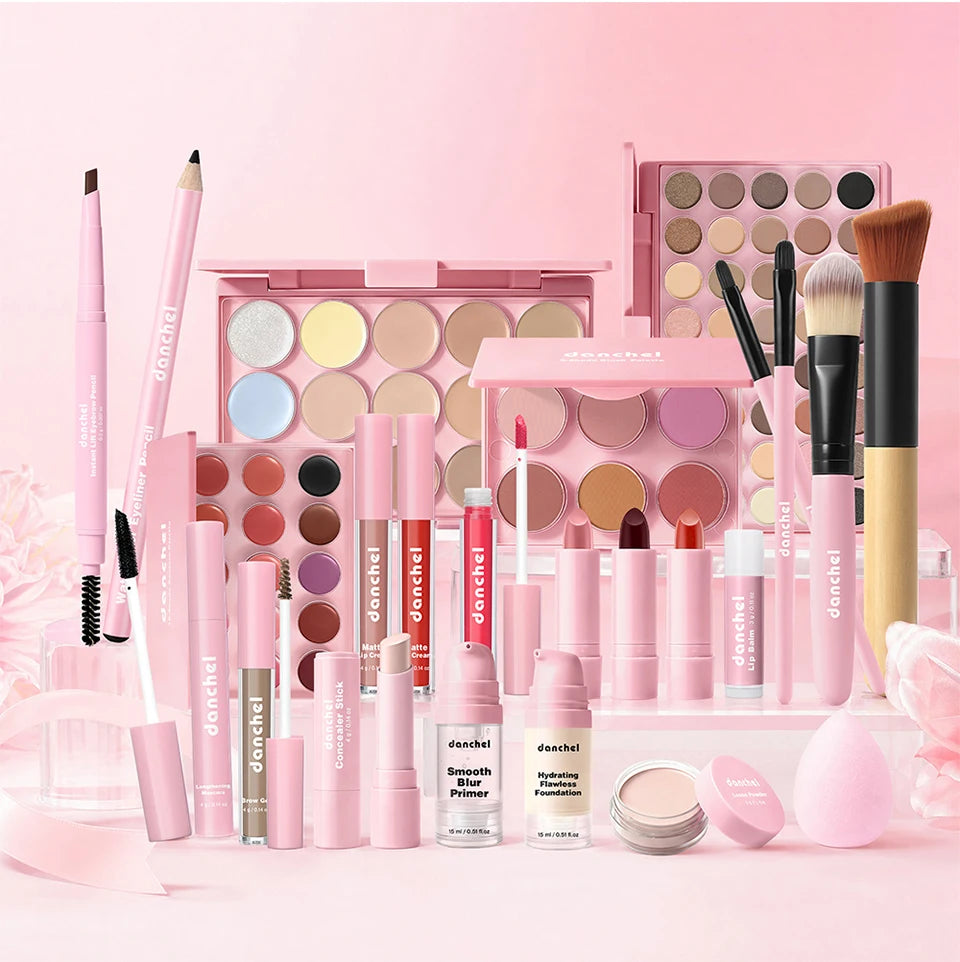 Kit Maquillage Complet Tout-en-Un — Base, Yeux, Lèvres & Contour