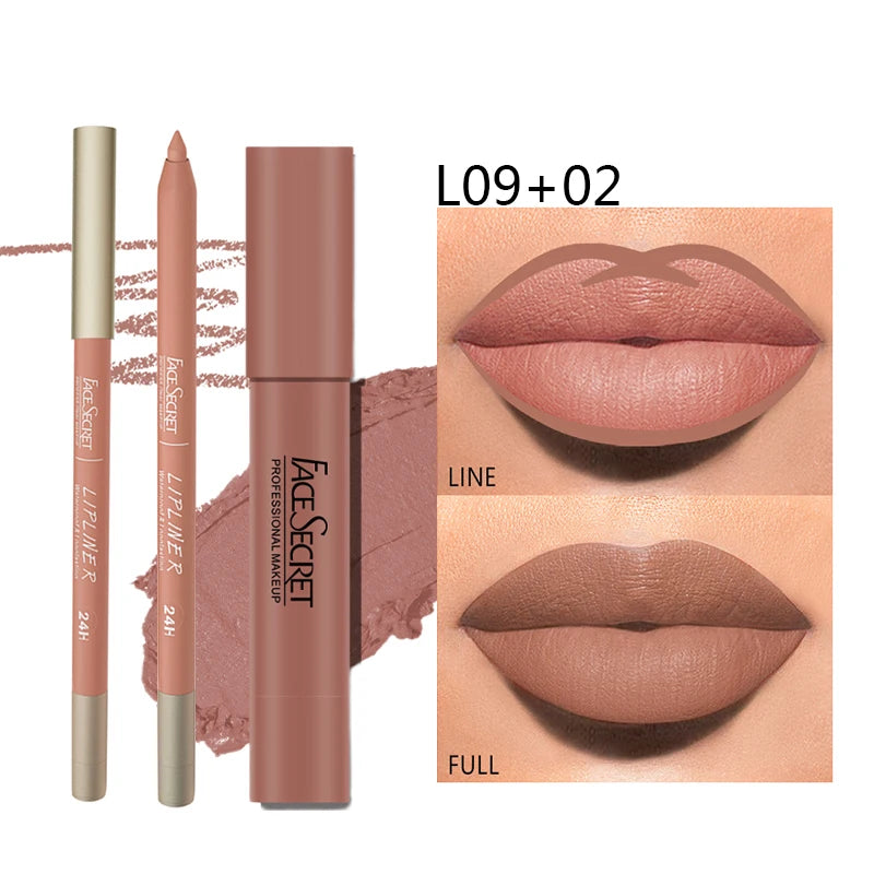 Duo Lipliner & Rouge à Lèvres Mat — Longue Tenue