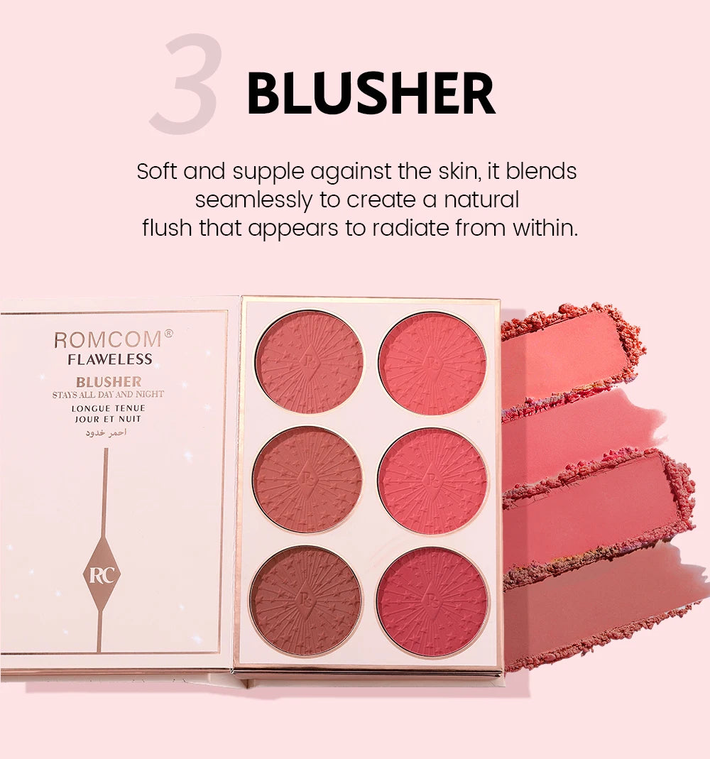 The makeup magic book contains eye shadow, lip gloss, powder blusher highlight, an ideal gift for women in holiday parties