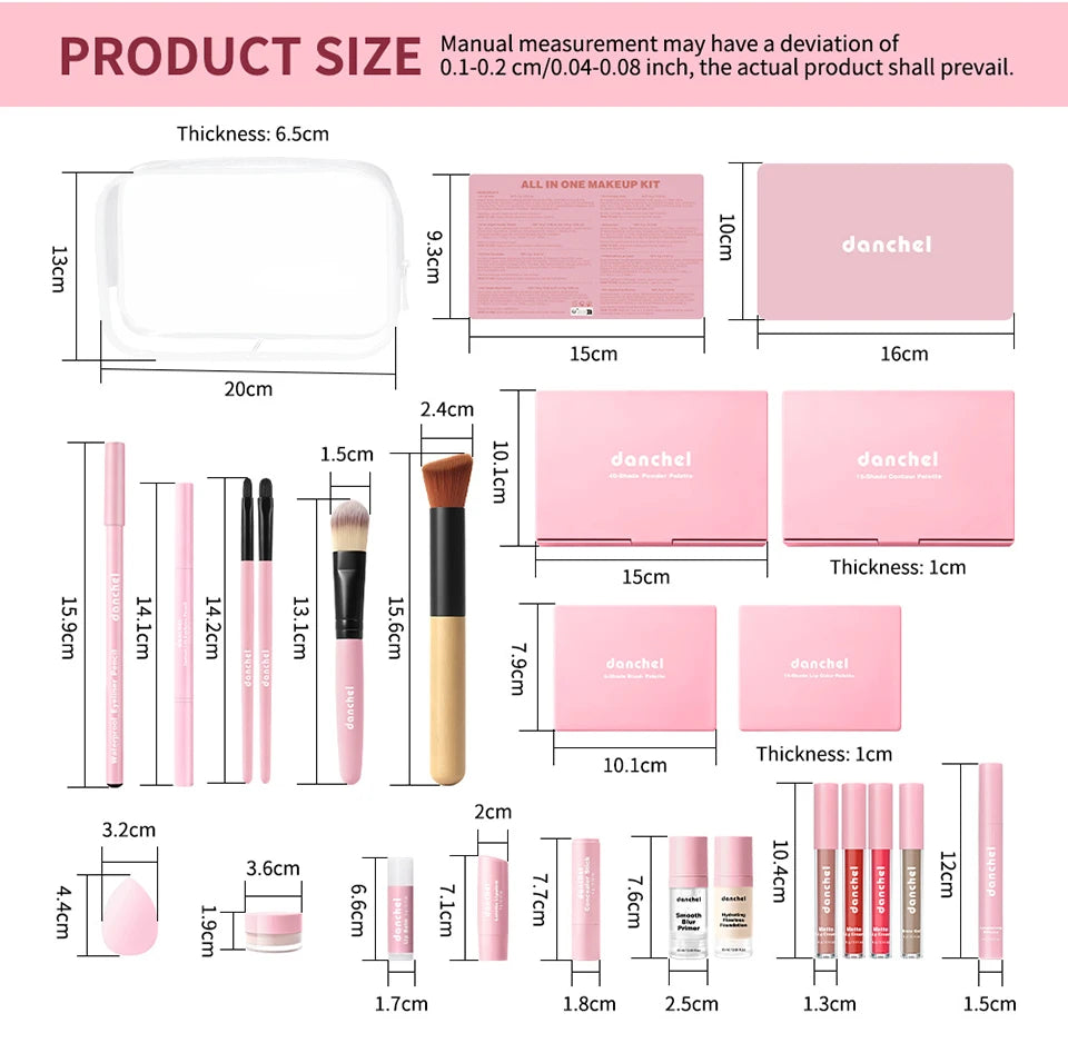 Kit Maquillage Complet Tout-en-Un — Base, Yeux, Lèvres & Contour