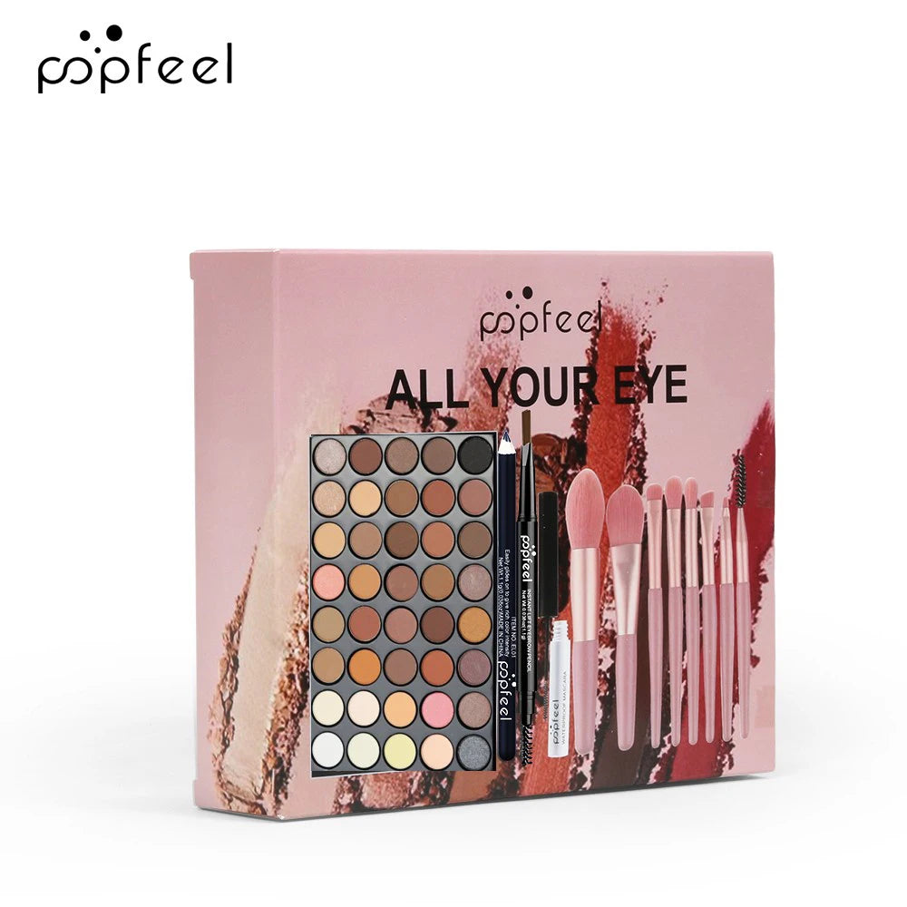 Kit Yeux Complet 40 Couleurs — Palette, Eyeliner, Mascara & Pinceaux