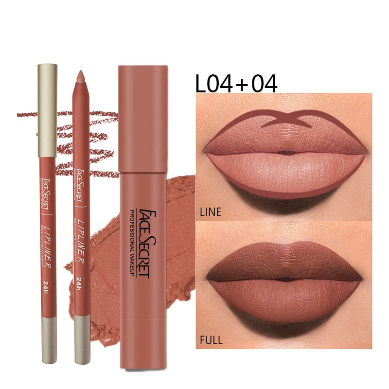 Duo Lipliner & Rouge à Lèvres Mat — Longue Tenue