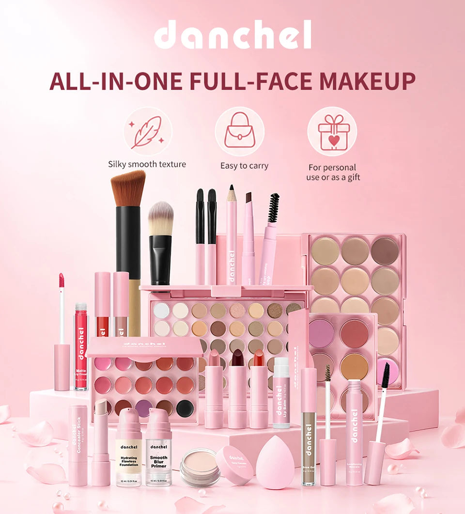 Kit Maquillage Complet Tout-en-Un — Base, Yeux, Lèvres & Contour