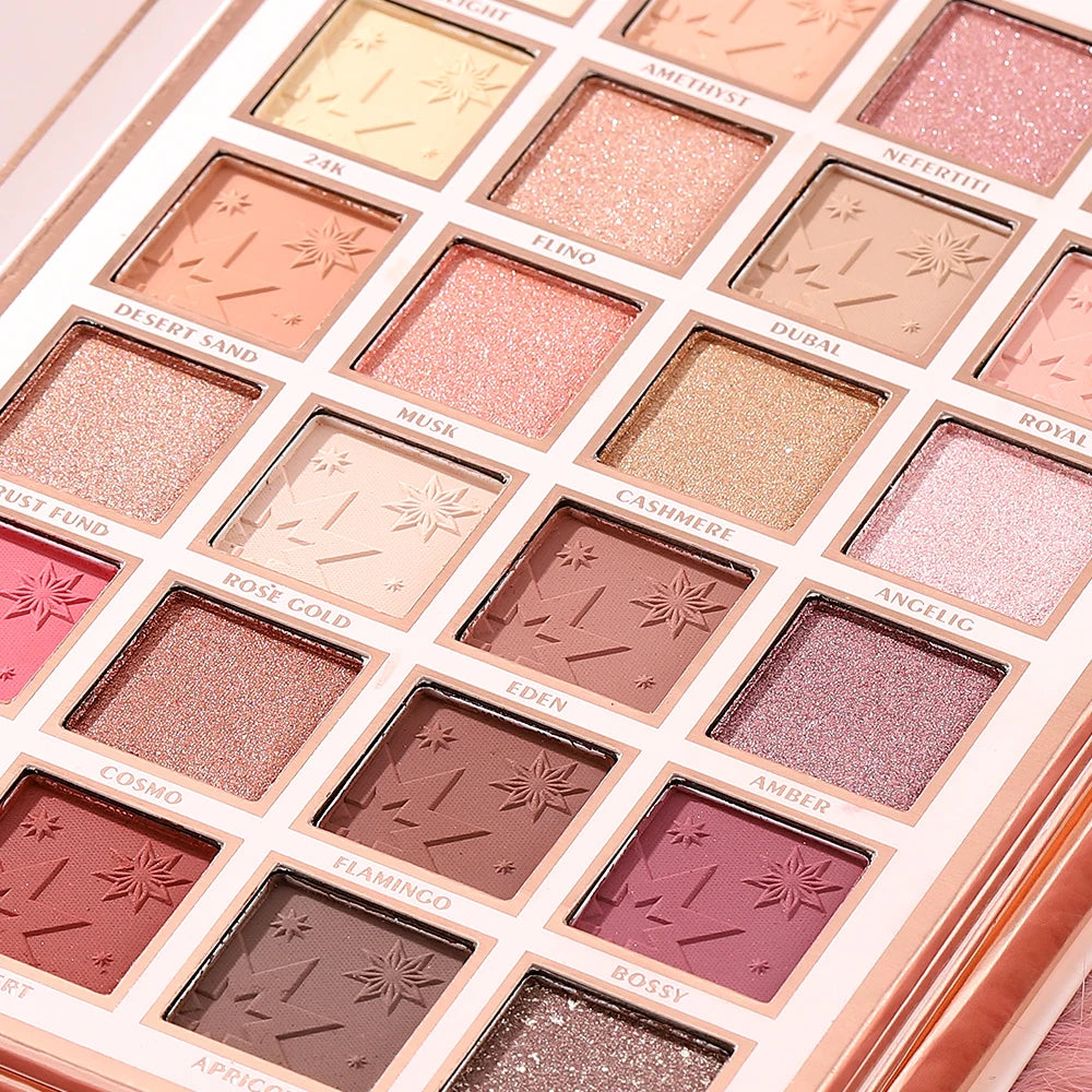 The makeup magic book contains eye shadow, lip gloss, powder blusher highlight, an ideal gift for women in holiday parties