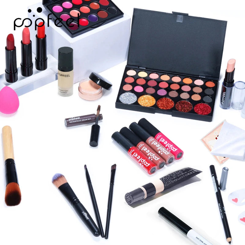 Kit Maquillage Nude Complet — Foundation, Palette & Pinceaux