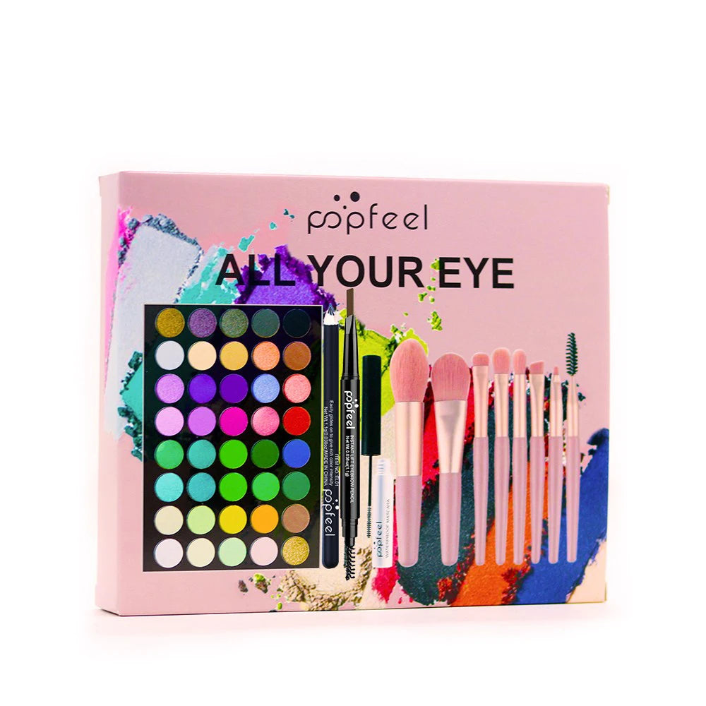 Kit Yeux Complet 40 Couleurs — Palette, Eyeliner, Mascara & Pinceaux