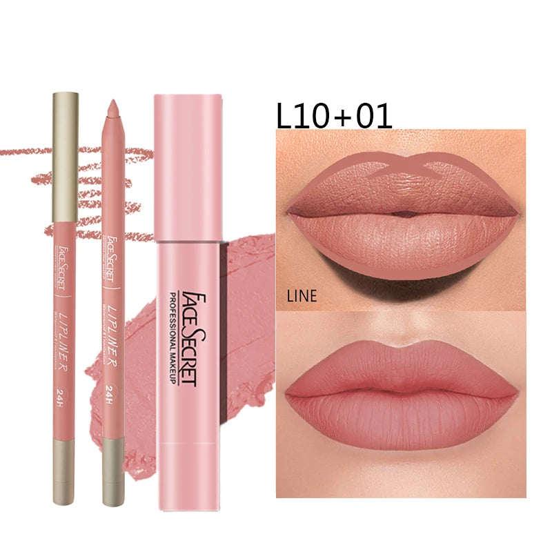 Duo Lipliner & Rouge à Lèvres Mat — Longue Tenue