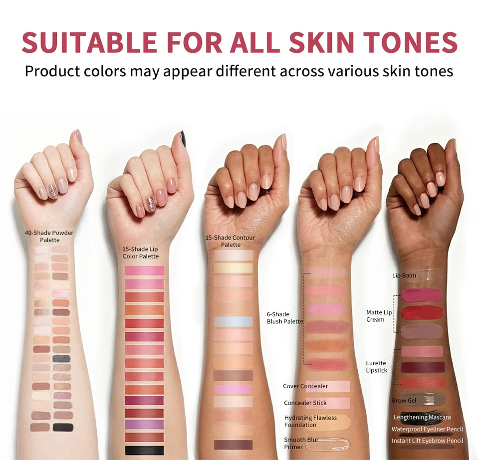 Kit Maquillage Complet Tout-en-Un — Base, Yeux, Lèvres & Contour
