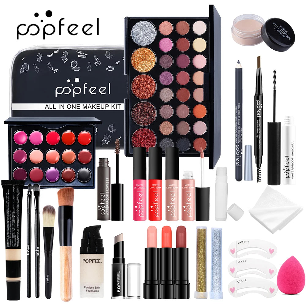 Kit Maquillage Nude Complet — Foundation, Palette & Pinceaux