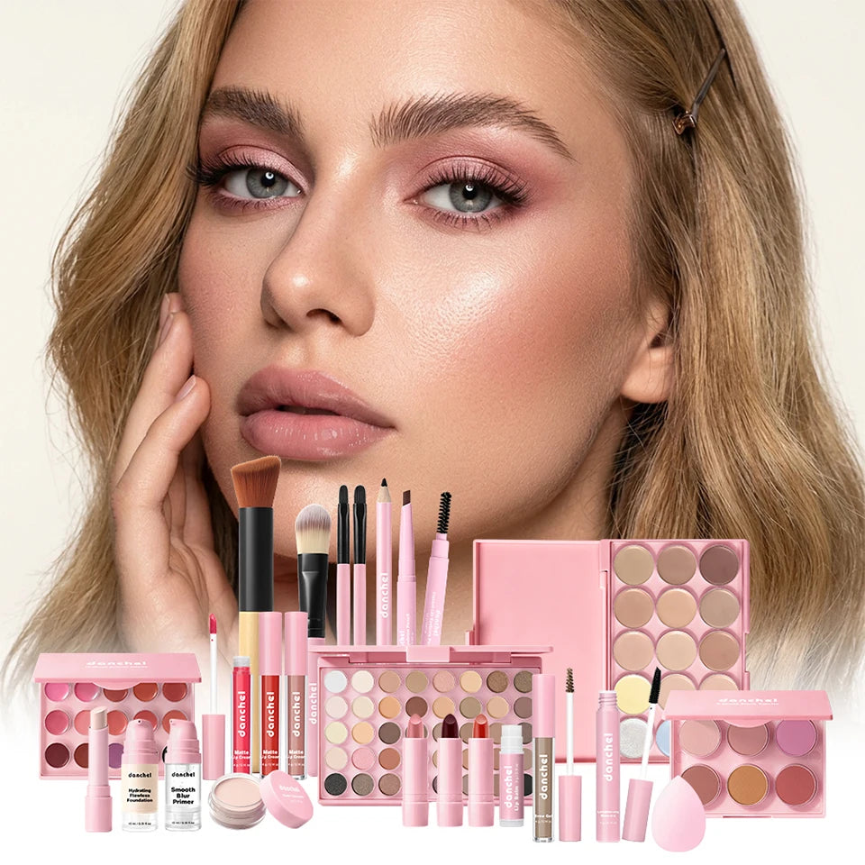Kit Maquillage Complet Tout-en-Un — Base, Yeux, Lèvres & Contour