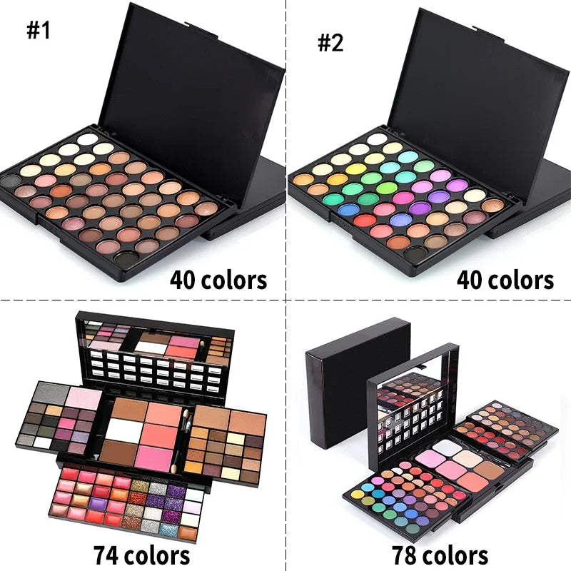 Palette Eyeshadow Glitter & Mat — 40 à 78 Couleurs Waterproof